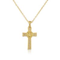 Fashion Copper 18k Gold Plating Zircon Cross Pendant Necklace sku image 2