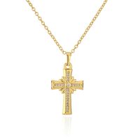 Fashion Copper 18k Gold Plating Zircon Cross Pendant Necklace sku image 1