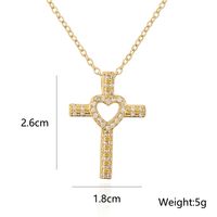 Fashion Copper 18k Gold Heart-shaped Zircon Cross Pendant Necklace main image 5