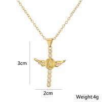Fashion New Copper 18k Golden Clavicle Chain Pearl Zircon Cross Pendant Necklace main image 5