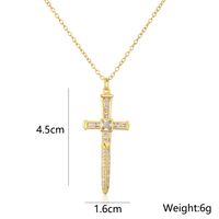 Fashion Copper 18k Gold Micro Inlaid Zircon Cross Pendant Necklace main image 5
