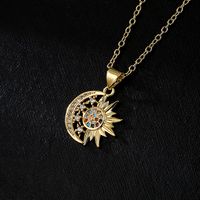 Mode Kupfer 18k Gold Zirkon Sonne Mond Sterne Förmigen Anhänger Halskette main image 4