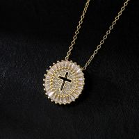 Fashion Geometric Cross Copper Zircon Pendant Necklace In Bulk main image 4