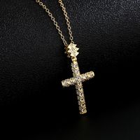 Fashion Geometric Cross Copper Zircon Pendant Necklace In Bulk main image 2