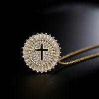 Fashion Geometric Cross Copper Zircon Pendant Necklace In Bulk main image 3