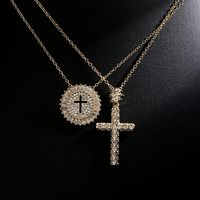 Fashion Geometric Cross Copper Zircon Pendant Necklace In Bulk main image 1