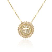 Fashion Geometric Cross Copper Zircon Pendant Necklace In Bulk sku image 1