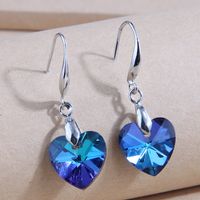 Fashion Simple Heart Of The Blue Ocean Crystal Alloy Earrings sku image 1