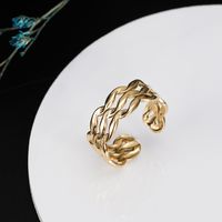 Stainless Steel Retro Simple Style Curve Spray Rings main image 1