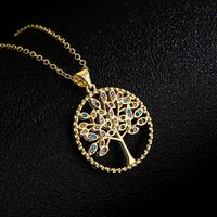 Fashion Copper 18k Gold Zircon Tree Shaped Goddess Pendant Necklace main image 2