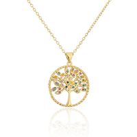 Fashion Copper 18k Gold Zircon Tree Shaped Goddess Pendant Necklace sku image 1
