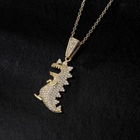 Fashion 18k Gold Zircon Dinosaur Shaped Leopard Head Dragonfly Pendant Necklace main image 4