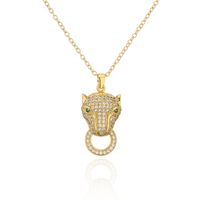 Mode 18k Or Zircon En Forme De Dinosaure Léopard Tête Libellule Pendentif Collier sku image 2