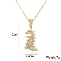 Fashion 18k Gold Zircon Dinosaur Shaped Leopard Head Dragonfly Pendant Necklace main image 7