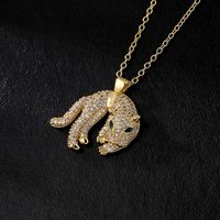 Fashion Copper 18k Gold Plating Zircon Animal Necklace Tiger Leopard Lion Pendant main image 4