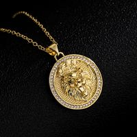 Fashion Copper 18k Gold Plating Zircon Animal Necklace Tiger Leopard Lion Pendant main image 2