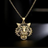 Mode Kupfer 18k Vergoldung Zirkon Tier Halskette Tiger Leopard Lion Anhänger main image 3