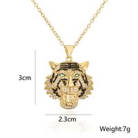 Fashion Copper 18k Gold Plating Zircon Animal Necklace Tiger Leopard Lion Pendant main image 6