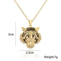 Mode Kupfer 18k Vergoldung Zirkon Tier Halskette Tiger Leopard Lion Anhänger main image 6