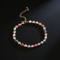 Fashion Copper Plated Real Gold Micro Inlaid Zircon Dripping Oil Devil's Eye Bracelet main image 1