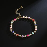 Fashion Copper Plated Real Gold Micro Inlaid Zircon Dripping Oil Devil's Eye Bracelet main image 5
