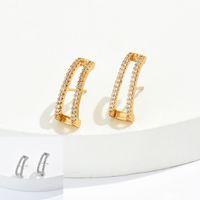 Fashion Simple Hollow Geometric Inlaid Zircon Copper Stud Earrings main image 1