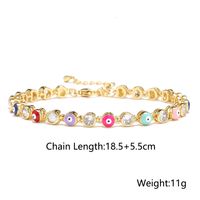 Fashion Copper Plated Real Gold Micro Inlaid Zircon Dripping Oil Devil's Eye Bracelet main image 4