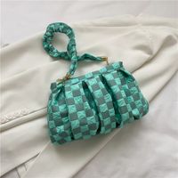 Mode Nouvelles Femmes De Bleu Échiquier Simple Aisselles Bandoulière Petit Sac main image 2