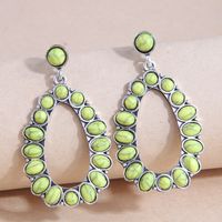 Fashion Green Inlaid Turquoise Metal Water Drop Alloy Earrings main image 1