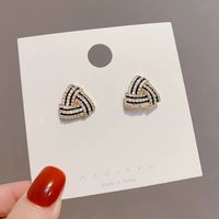 2022 New Fashion Geometric Triangle Women's Inlaid Rhinestone Stud Earrings main image 2