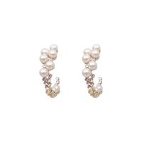 Fashion C Shape Inlaid Pearls Gold Plated Pearl Gold Plated Earrings main image 5