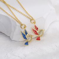 Mode Kupfer Reales Gold Micro Intarsien Zirkon Vogel Anhänger Halskette main image 1