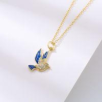 Mode Kupfer Reales Gold Micro Intarsien Zirkon Vogel Anhänger Halskette main image 2