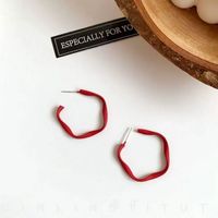 Solid Color Simple Wave Small Twisted Circle Earrings sku image 3
