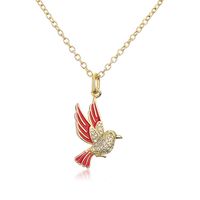 Fashion Copper Real Gold Micro Inlaid Zircon Bird Pendant Necklace sku image 2