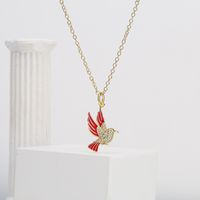 Mode Kupfer Reales Gold Micro Intarsien Zirkon Vogel Anhänger Halskette main image 4