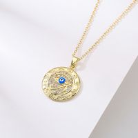 Fashion Copper 18k Gold Plating Zircon Oil Dripping Devil's Eye Pendant Necklace main image 2