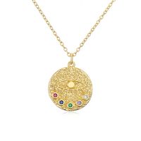 Fashion Copper 18k Gold Plating Zircon Oil Dripping Devil's Eye Pendant Necklace sku image 1