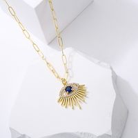 Mode Kupfer Gold-überzogene Micro Intarsien Zirkon Auge Anhänger Halskette Frauen main image 3