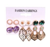 New Elephant Diamond Ring Earrings Set 5 Pairs Of Creative Retro Simple Alloy Earrings Wholesale Nihaojewelry sku image 6