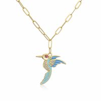 Fashion Copper 18k Gold Plating Zircon Drop Oil Parrot Pendant Necklace Female sku image 2
