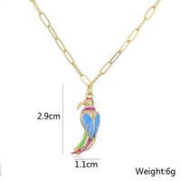Fashion Copper 18k Gold Plating Zircon Drop Oil Parrot Pendant Necklace Female main image 5