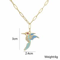 Fashion Copper 18k Gold Plating Zircon Drop Oil Parrot Pendant Necklace Female main image 6