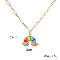 Fashion Copper Plating 18k Gold Zircon Dripping Moon Rainbow Pendant Necklace Female main image 5