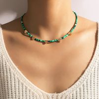 Fashion Ornament Simple Green Beaded Cube Sugar Round Beads Alloy Necklace main image 9