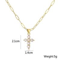 Mode Kupfer Überzug 18k Gold Zirkon Kreuz Anhänger Halskette Weibliche main image 5