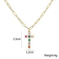 Mode Kupfer Überzug 18k Gold Zirkon Kreuz Anhänger Halskette Weibliche main image 7