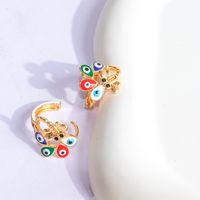 New Fashion Creative Simple Copper Plating 18k Gold Color Devil's Eye Dragonfly Earrings main image 3
