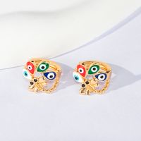 New Fashion Creative Simple Copper Plating 18k Gold Color Devil's Eye Dragonfly Earrings main image 2