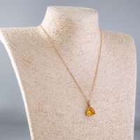 Yellow Big Gem Geometric Triangle Pendant Copper Necklace main image 6